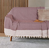 Buldan İşi Kaymaz Pamuklu Koltuk Örtüsü 170x210 Cm Koltuk Şalı Çekyat Kanepe Örtüsü - Mürdüm 