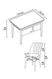 Teknor Tulca Serisi, 70x110 Sabit Mdf Mutfak Masası Takımı 4 Adet Sandalye