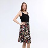 DRR Moda Çiçek Desenli Askılı Elbise