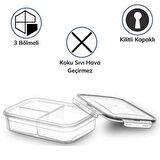 Bst® 3 Bölmeli Kilitli Kapaklı 1 Litre Erzak Saklama Kabı LC-510