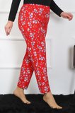 Moda Çizgi Kadın Büyük Beden Tek Alt Pijama 27503 KIRMIZI