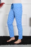 Moda Çizgi Kadın Pamuklu Tek Alt Pijama 27515 MAVİ