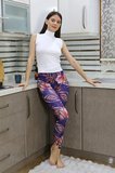 Moda Çizgi Kadın Micro Desenli Tayt Mor 5920