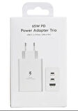 Pmr Type C - Type A Hızlı Şarj Aleti Beyaz Üçlü 2*Type c- Usb -Type C Kablo (65W - 25W - 15W)