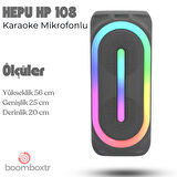 HEPU Hp 108 Bluetooth Hoparlör 16 w rms 2*8 inc Karaoke Kablolu Mikrofon Rgb Efekt Usb,Typc-e