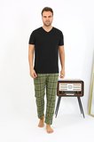 Moda Çizgi Erkek Ekoseli Desen Penye Tek Alt Pijama 27540 Haki