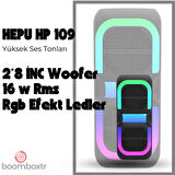 HEPU HP 109 Bluetooth Hoparlör 2*8 inc 16 w Rms 3600 mAh Rgb Efekt Kablolu Karaoke Mikrofon