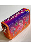 Cappi Bag Turuncu Pembe Flamingo 3 Fermuarlı Bölmeli Kız Çocuk Okul Kalem Kutusu 19x11x6cm