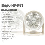 HP F06 Masa Üstü Şarjlı Vantilatör Hızlı Soğutma 2400 mAh Led Aydınlatmalı 5 Kollu 3 Kademeli
