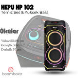 HEPU HP 102 Taşınabilir Şarjlı Bluetooth Hoparlör 80 Rms 2*10 İnc Woofer