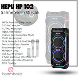 HEPU HP 102 Taşınabilir Şarjlı Bluetooth Hoparlör 80 Rms 2*10 İnc Woofer