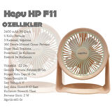 HP F06 Masa Üstü Şarjlı Vantilatör Hızlı Soğutma 2400 mAh Led Aydınlatmalı 5 Kollu 3 Kademeli