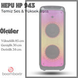 HEPU HP 943 Taşınabilir Şarjlı Bluetooth Parti Hoparlörü 2*10 inc Woofer 80 w Rms Ultra Bass