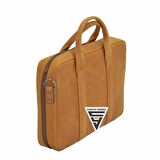 Hakiki Deri Evrak ve Laptop Organizer Çanta 13 İnç Taba
