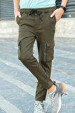 Erkek Çocuk Bel lastikli Cepli  Kargo Pantolon