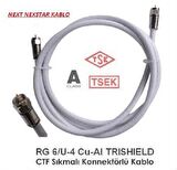 Next RG6 U4 Sıkmalı Konnektörlü Uydu Anten Kablosu - 25 Metre