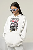Kiss Rock Metal Müzik Grubu Baskılı Unisex Oversize Hoodie