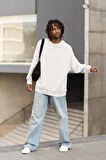 Düz Basic Unisex Oversize Baskısız Sweatshirt