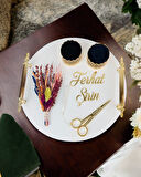 Commitment  Gold Polyester Nişan Tepsisi 
