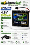 Varta 4.8V 1600mAh Oyuncak Araba Pili Bataryası Siyah Soket + USB Şarj Cihazı | Varta Hücreli Şarjlı Batarya