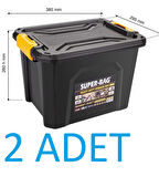 Süper Bag 2 ADET 4034 Saklama Düzenleme Kutusu 18 Lt Bahçe Depolama Sandığı Derin Kutu 39-30-26 CM