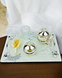 Loyalty Beyaz Desenli Gümüş Nişan Tepsisi