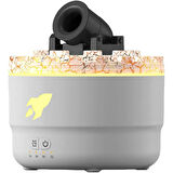 Ozmik Volkanik Kule Nemlendirici Sessiz Nem Alma Cihazı Aromaterapi Renkli LED Işık  280 ml Beyaz