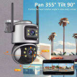 Ozmik  CMR61 8MP Wifi PTZ Dış Mekan Kamera  4K Çift Lens İki Yönlü Ses Video Gözetim