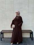 3 Parça Pamuk Krep Abaya Takım