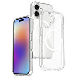 iPhone 17 Kılıf Kablosuz Şarj Özellikli Şeffaf Sert PC Embos Kapak
