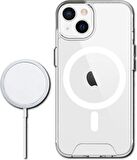 Byoztek Iphone 13 Magsafe Destekli Kablosuz Şarj Uyumlu Şeffaf Silikon Kılıf