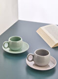 2'Li Kahve Fincan Takımı Yeşil Gri Espresso Fincanı