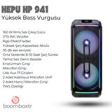 HEPU HP 941 Taşınabilir 160 w rms Bluetooth Parti Hoparlörü 2*15 İnc Woofer High Bass