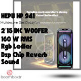 HEPU HP 941 Taşınabilir 160 w rms Bluetooth Parti Hoparlörü 2*15 İnc Woofer High Bass