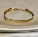 Gold Renk Hasır Örme  Çelik Unisex Bileklik 23 cm (5mm)