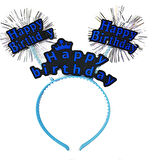 himarry himarry Happy Birthday Yazılı Püsküllü Neon Mavi Renk Doğum Günü Tacı 22x19 cm