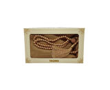 Mevlit Hediyesi Flamlı Yazma Set Hediyelik Eşarp 100x100cm Dağıtmalık-İnci 99 Tesbih Hediyeli-GOLD