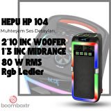 HEPU HP 104 Taşınabilir Bluetooth Hoparlör 80 w Rms 2*10 inc Subwoofer Ultra Bass