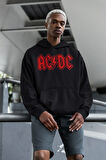 AC DC Back In Black Müzik Grubu Baskılı Unisex Oversize Tasarım Hoodie
