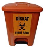 Tıbbi Atık Kovası 65 lt Köşeli Pedallı İç Kovasız Turuncu Renk