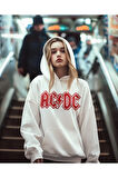 AC DC Back In Black Müzik Grubu Baskılı Unisex Oversize Tasarım Hoodie