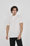 2654 Parçalı Polo Yaka Trender Erkek T-Shirt BEYAZ