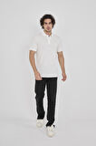 2654 Parçalı Polo Yaka Trender Erkek T-Shirt BEYAZ
