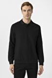 Erkek Polo Yaka Waffle Sweat TR2013700442 Siyah