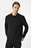 Erkek Polo Yaka Waffle Sweat TR2013700442 Siyah