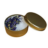 Uretti - Makbule 3845 7748 El Yapımı Gold Metal Kutuda Beyaz Mum - Mor Çiçek