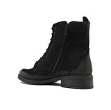CASTLE BLACK CB5960 SİYAH NUBUK KADIN İNCE TABAN POSTAL BOT