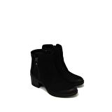 CASTLE BLACK CB92158 SİYAH NUBUK KADIN FERMUAR DETAYLI KLASİK YARIM BOT