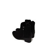 CASTLE BLACK CB92158 SİYAH NUBUK KADIN FERMUAR DETAYLI KLASİK YARIM BOT