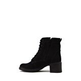 CASTLE BLACK CB32345-1 SİYAH NUBUK KADIN FERMUARLI TOPUKLU BOT